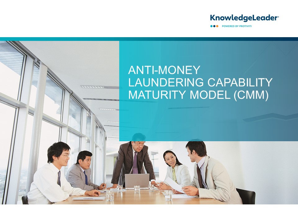 Screenshot of the first page of Anti-Money Laundering Capability Maturity Model (CMM)