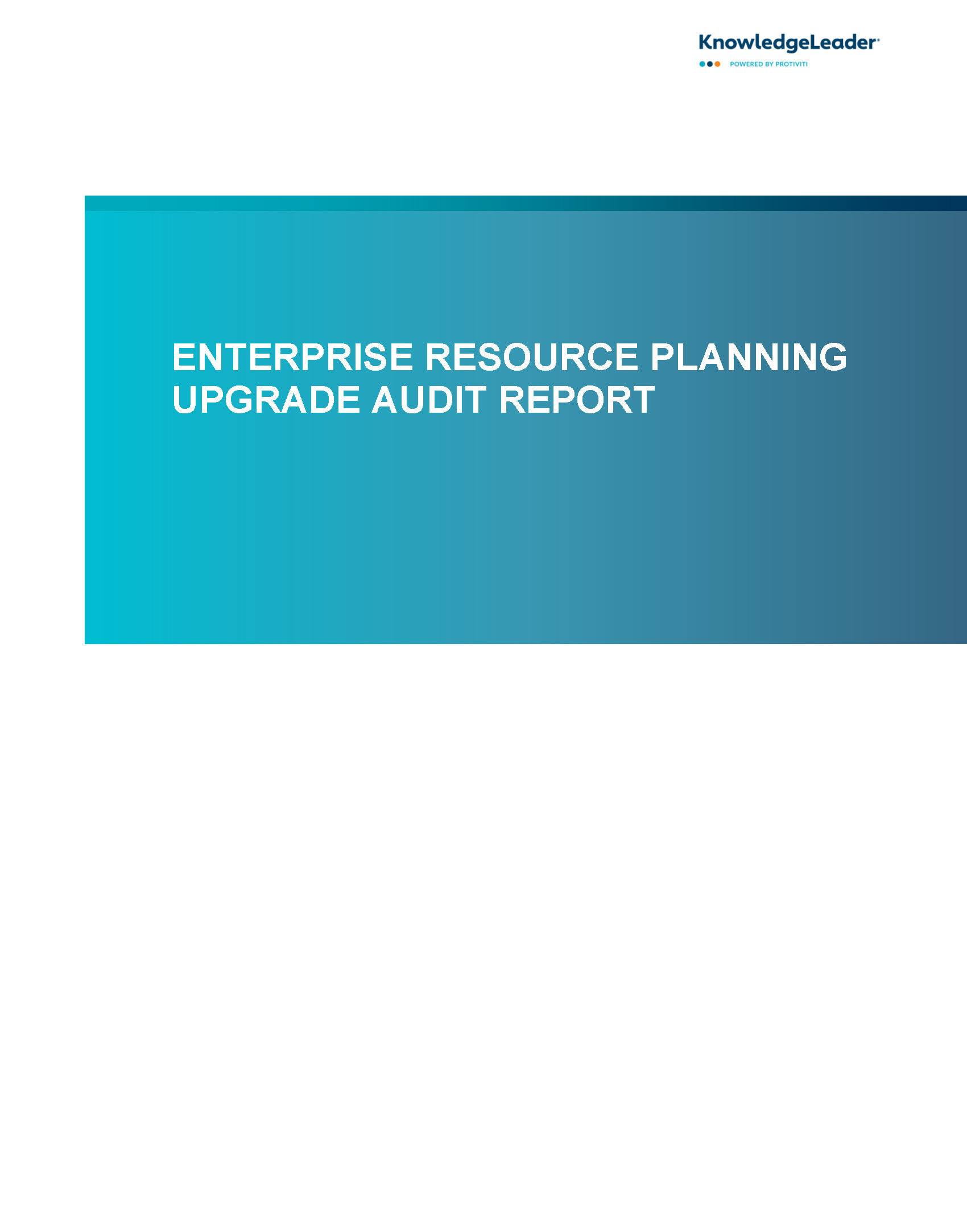 Screenshot of the first page of Enterprise Resource Planning Upgrade Audit Report