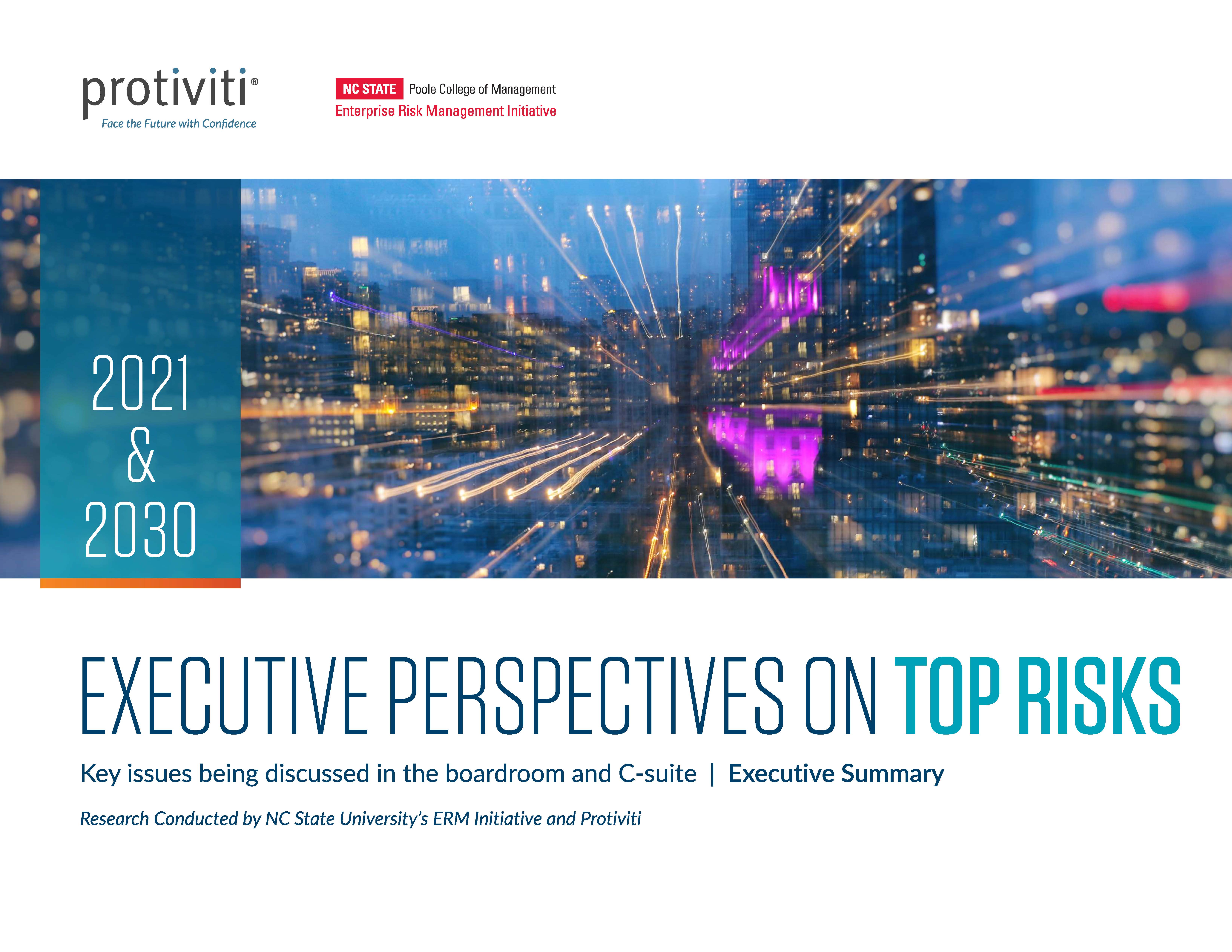 Screenshot of the first page of Executive Perspectives on Top Risks for 2021 and 2030