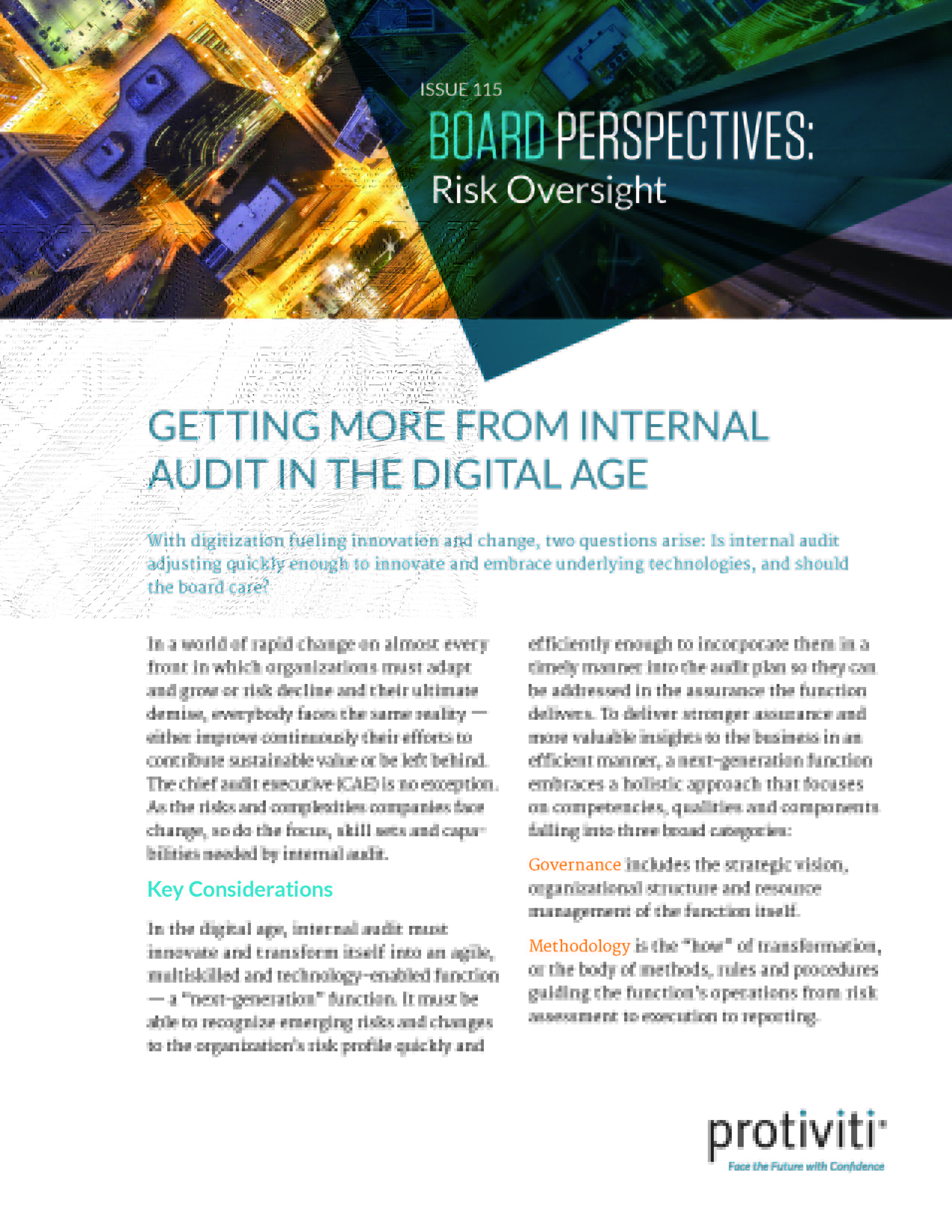 Screenshot of the first page of Getting More from Internal Audit in the Digital Age