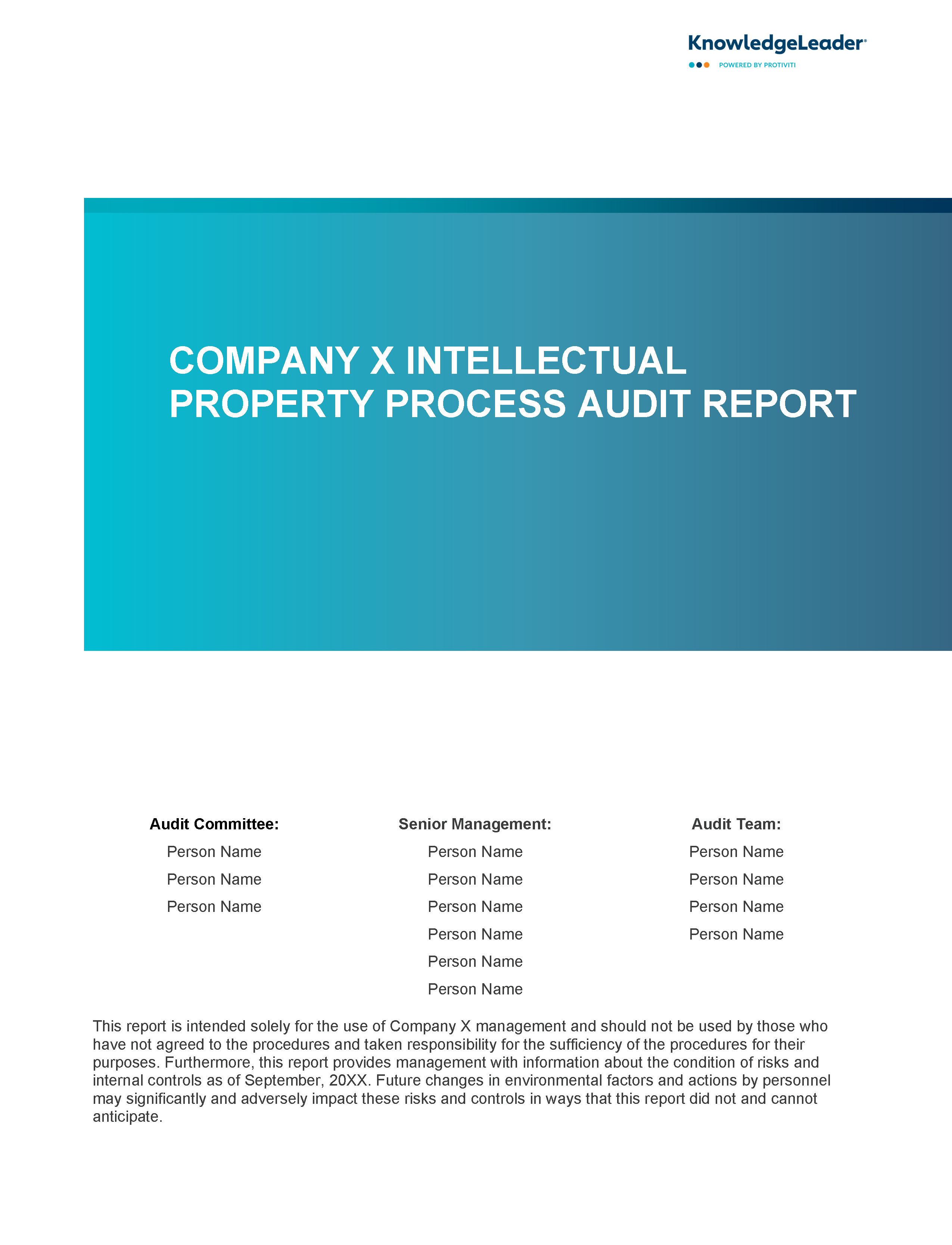 Screenshot of the first page of Intellectual Property Process Audit Report