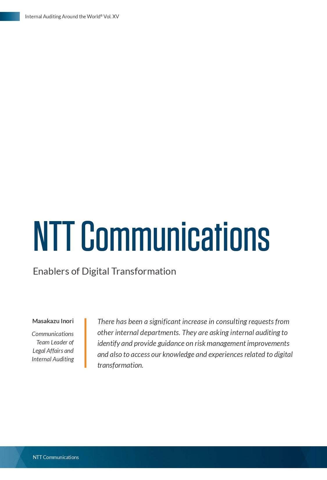 Screenshot of the first page of NTT Communications Enablers of Digital Transformation