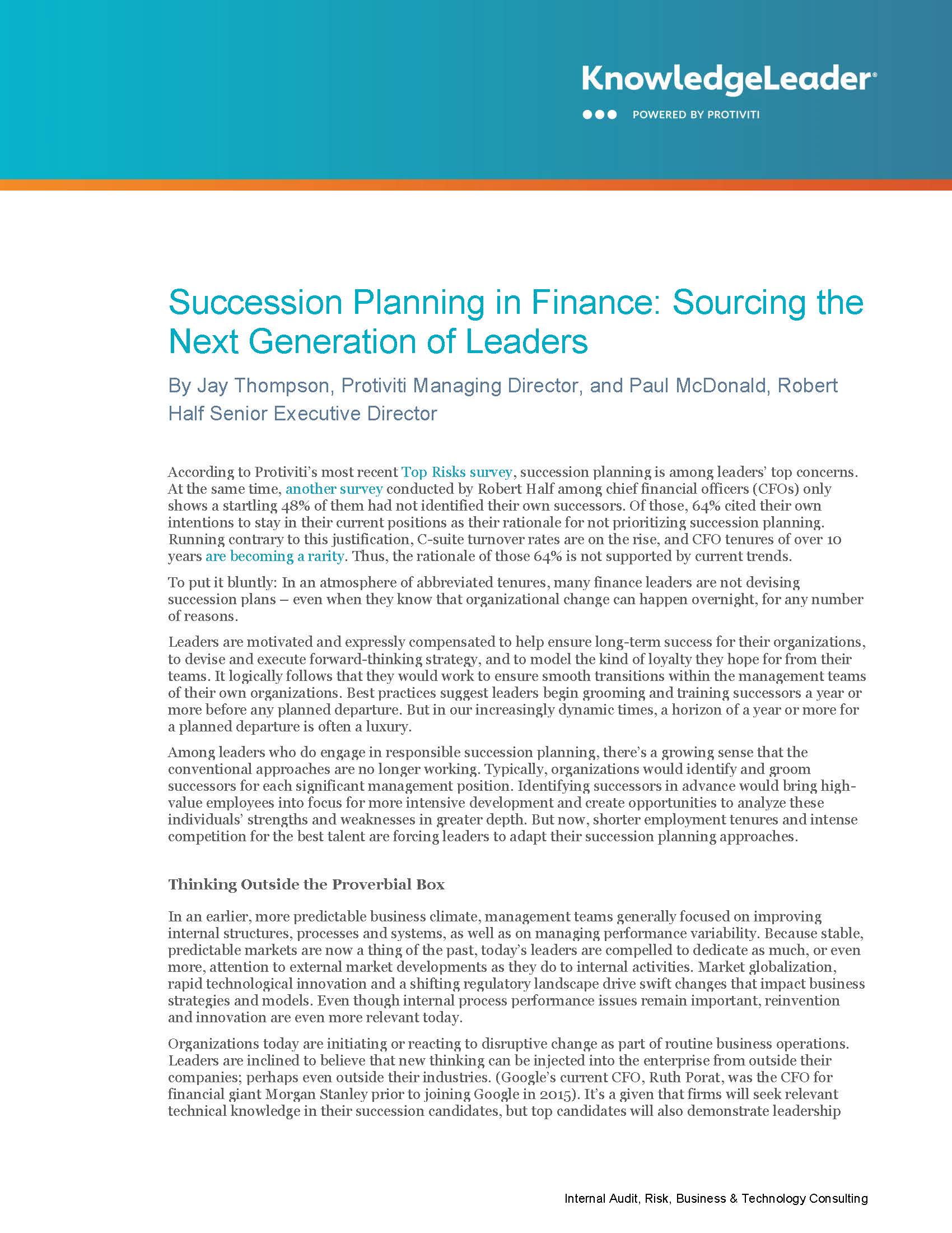 Succession Planning in Finance Sourcing the Next Generation of Leaders