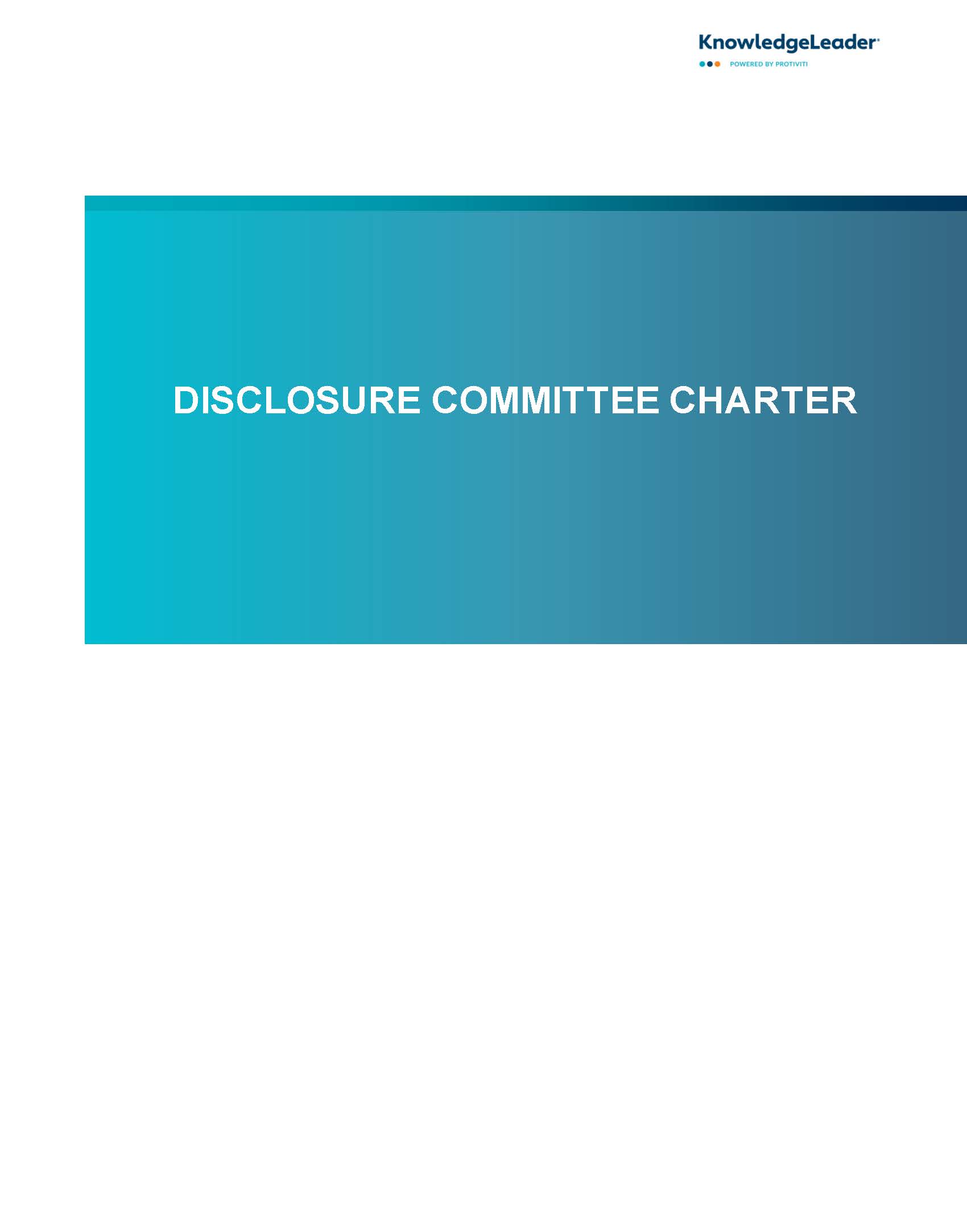 DISCLOSURE COMMITTEE CHARTER