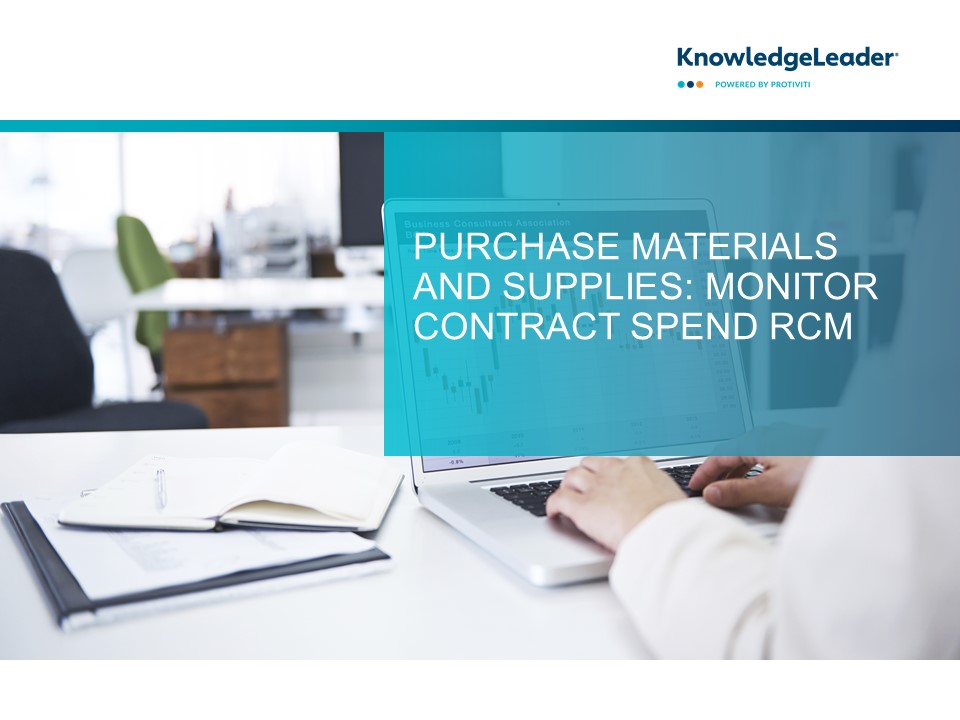 Screenshot of the first page of Purchase Materials and Supplies: Monitor Contract Spend RCM