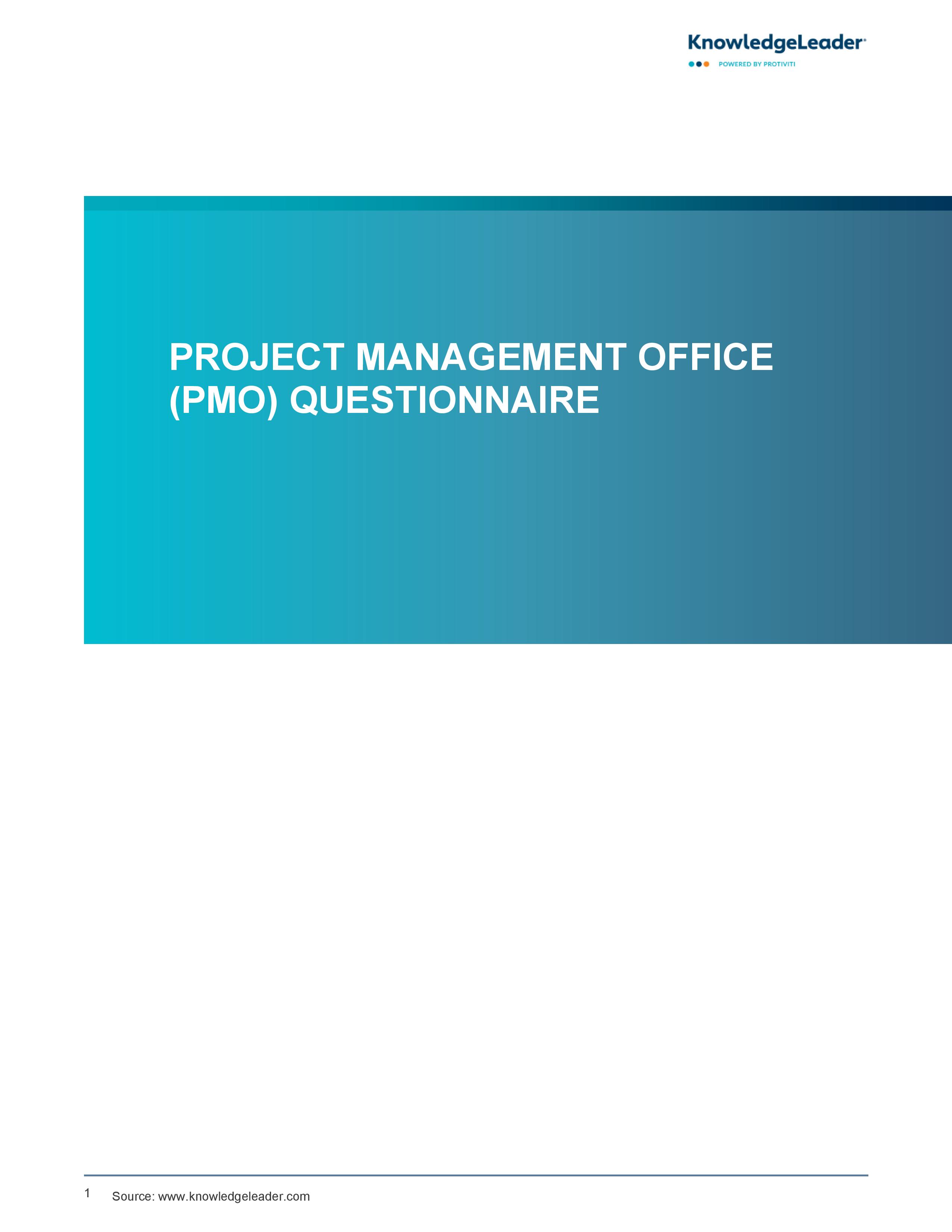  screenshot of the first page of Project Management Office (PMO) Questionnaire