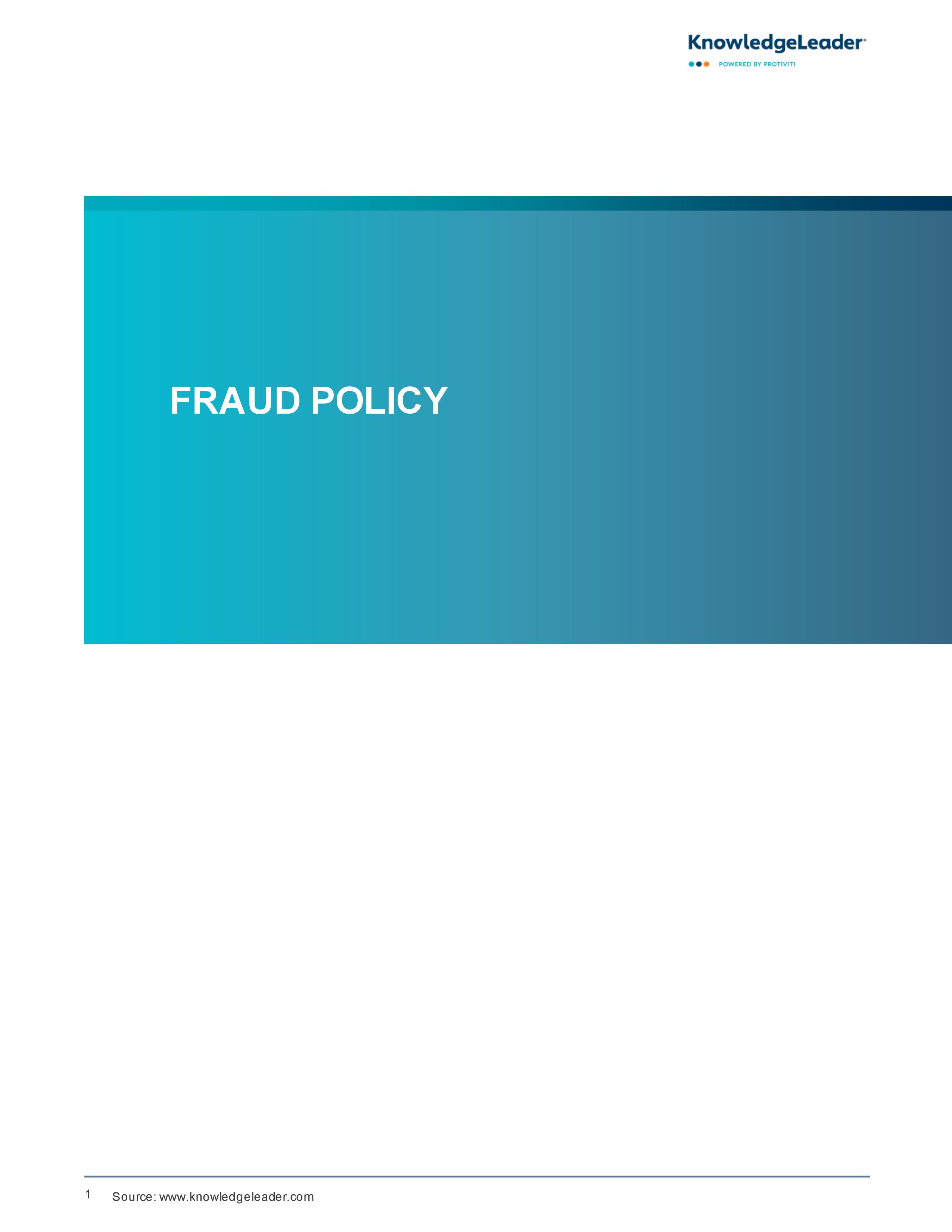Screenshot of the first page of Fraud Policy