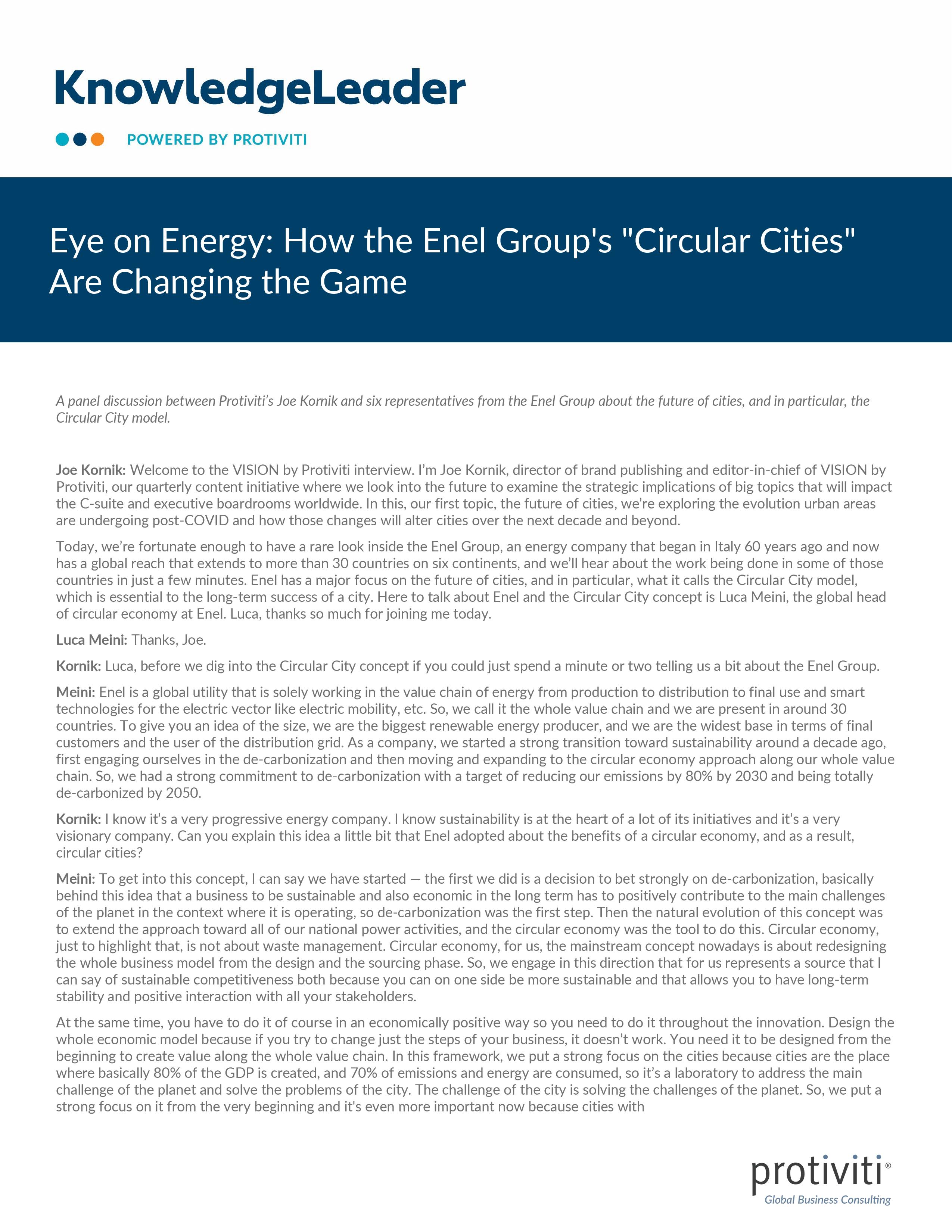 Eye on Energy: How the Enel Group's Circular Cities Are Changing the Game