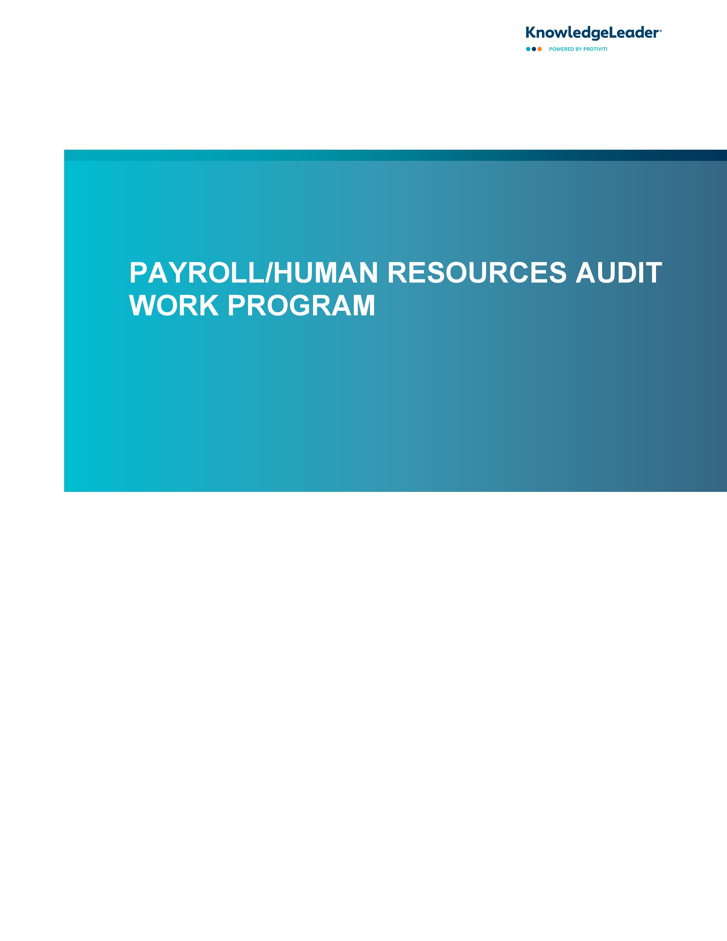 Screenshot of the first page of Payroll Human Resources Audit Work Program
