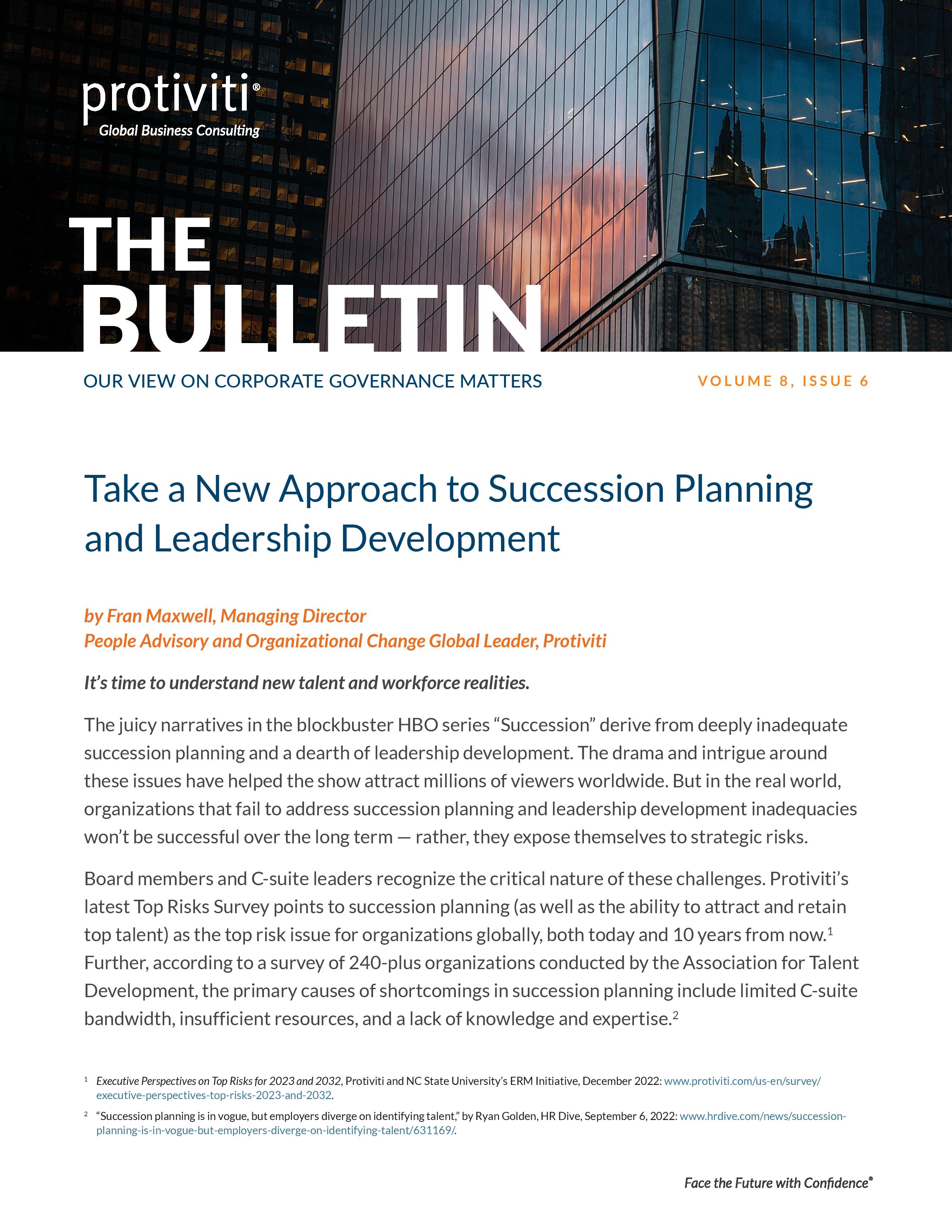 Screenshot of the first page of Take a New Approach to Succession Planning and Leadership Development