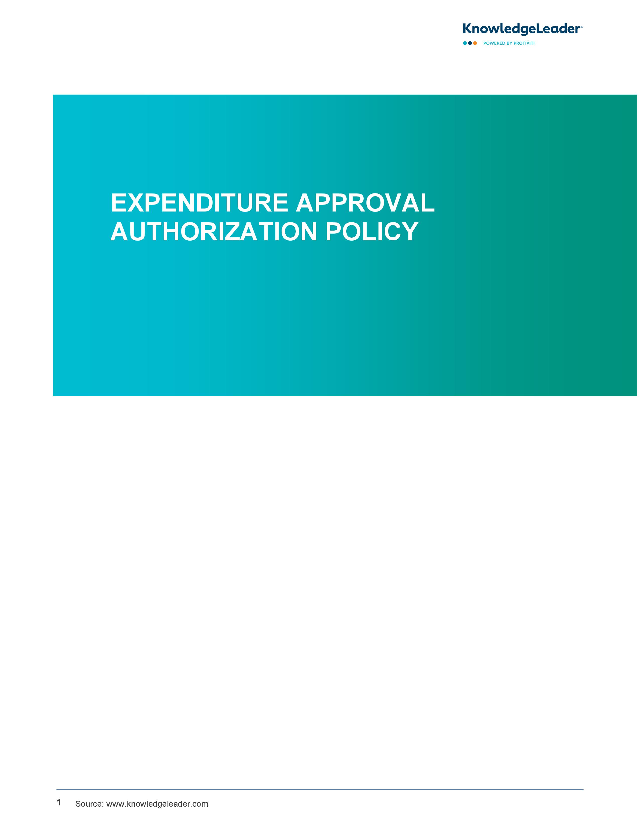 screenshot of the first page of Expenditure Approval Authorization Policy