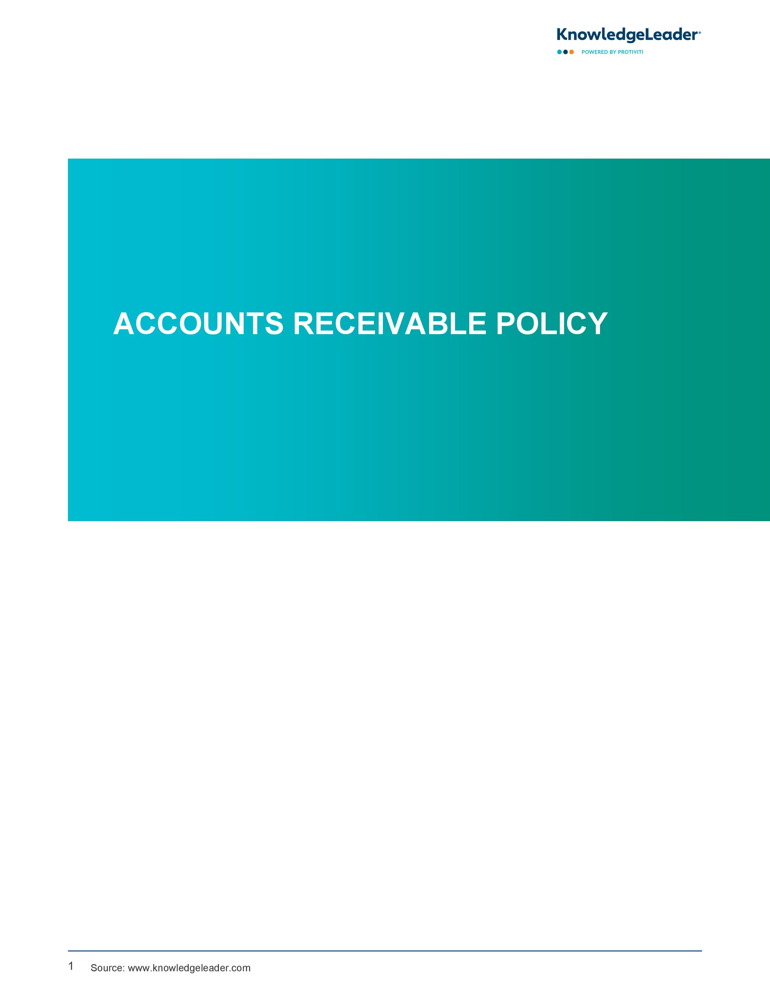 screenshot of the first page of Accounts Receivable Policy