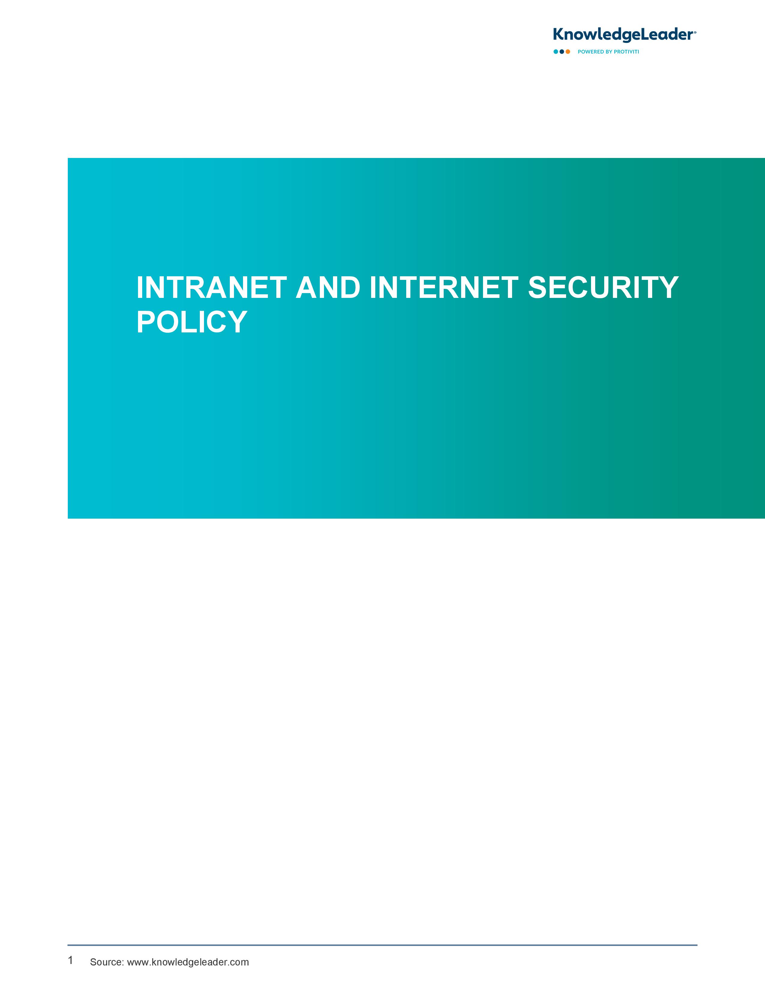 screenshot of the first page of Intranet and Internet Security Policy