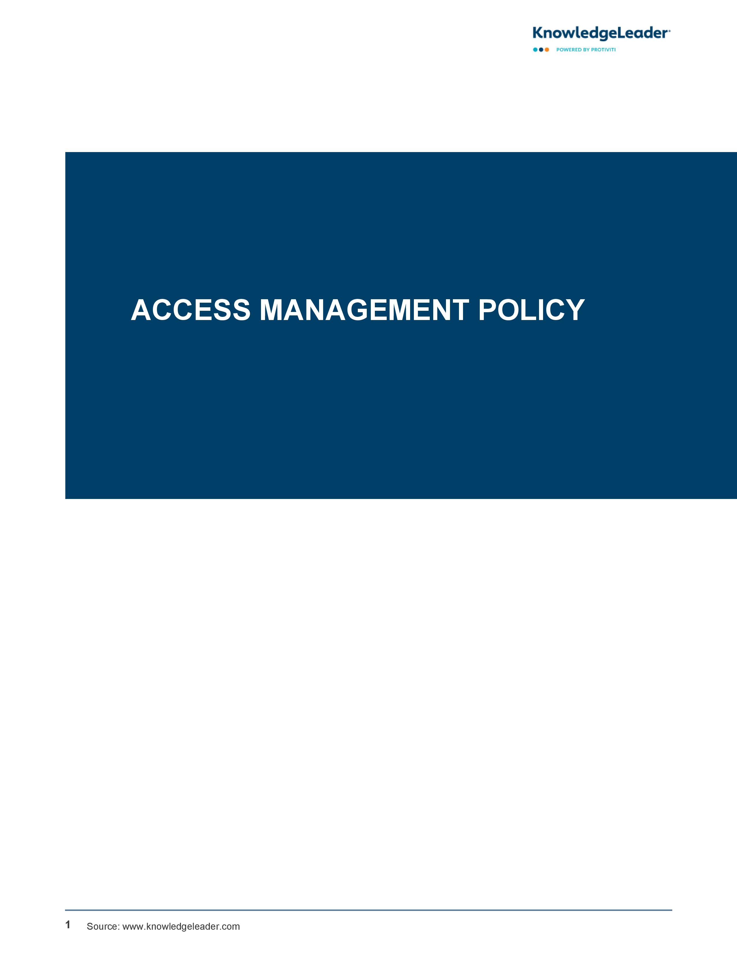 Screenshot of the first page of Access Management Policy