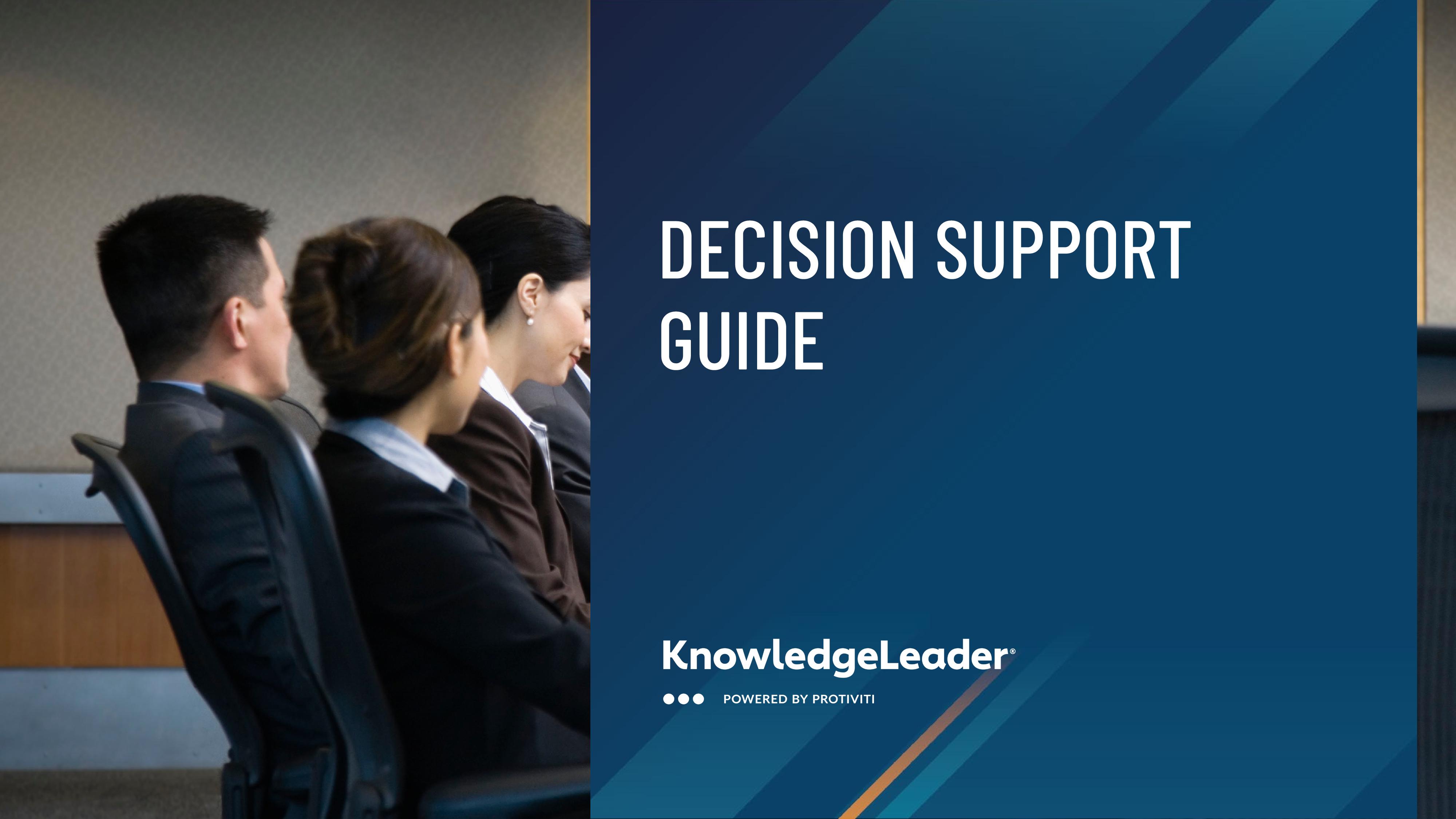 screenshot of the first page of Decision Support Guide