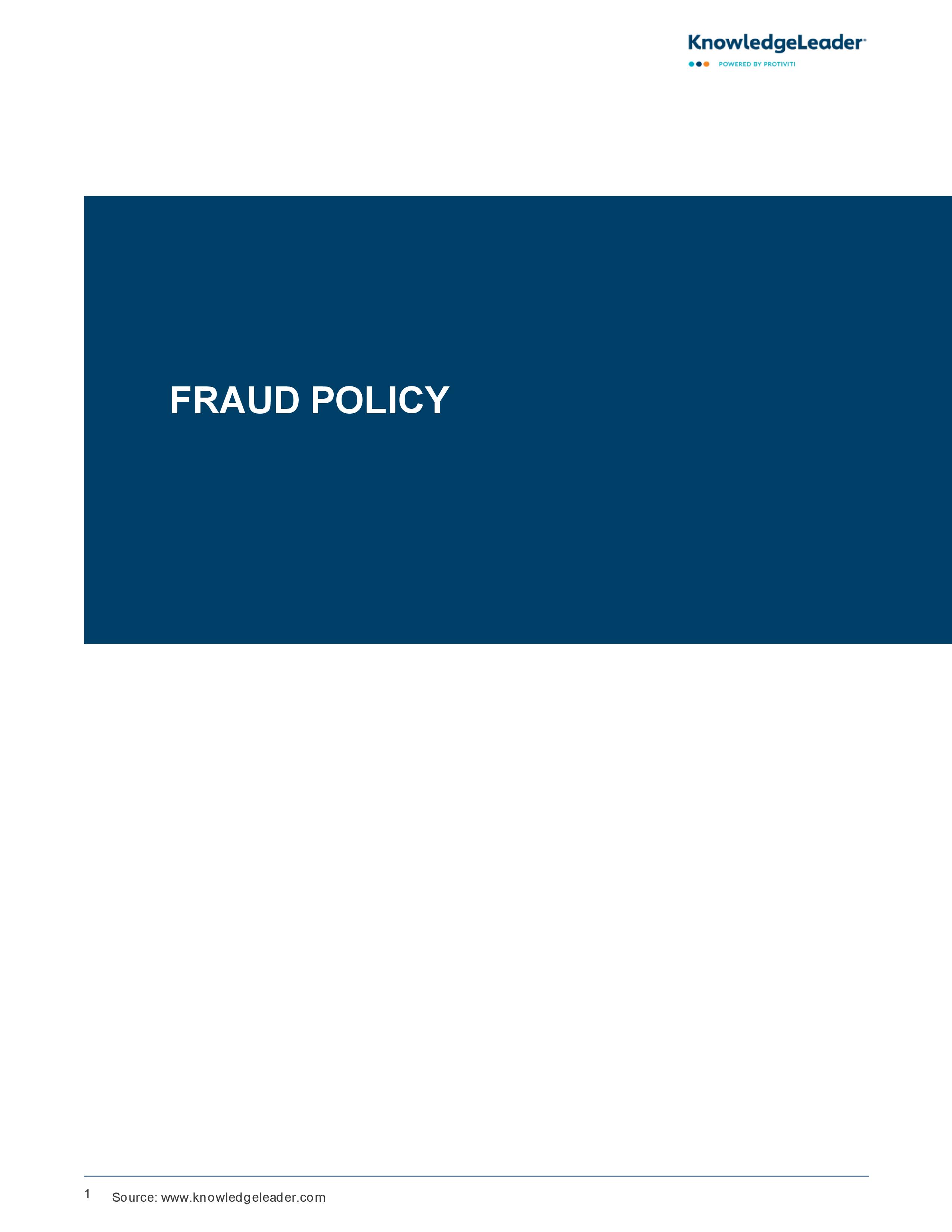 Screenshot of the first page of Fraud Policy