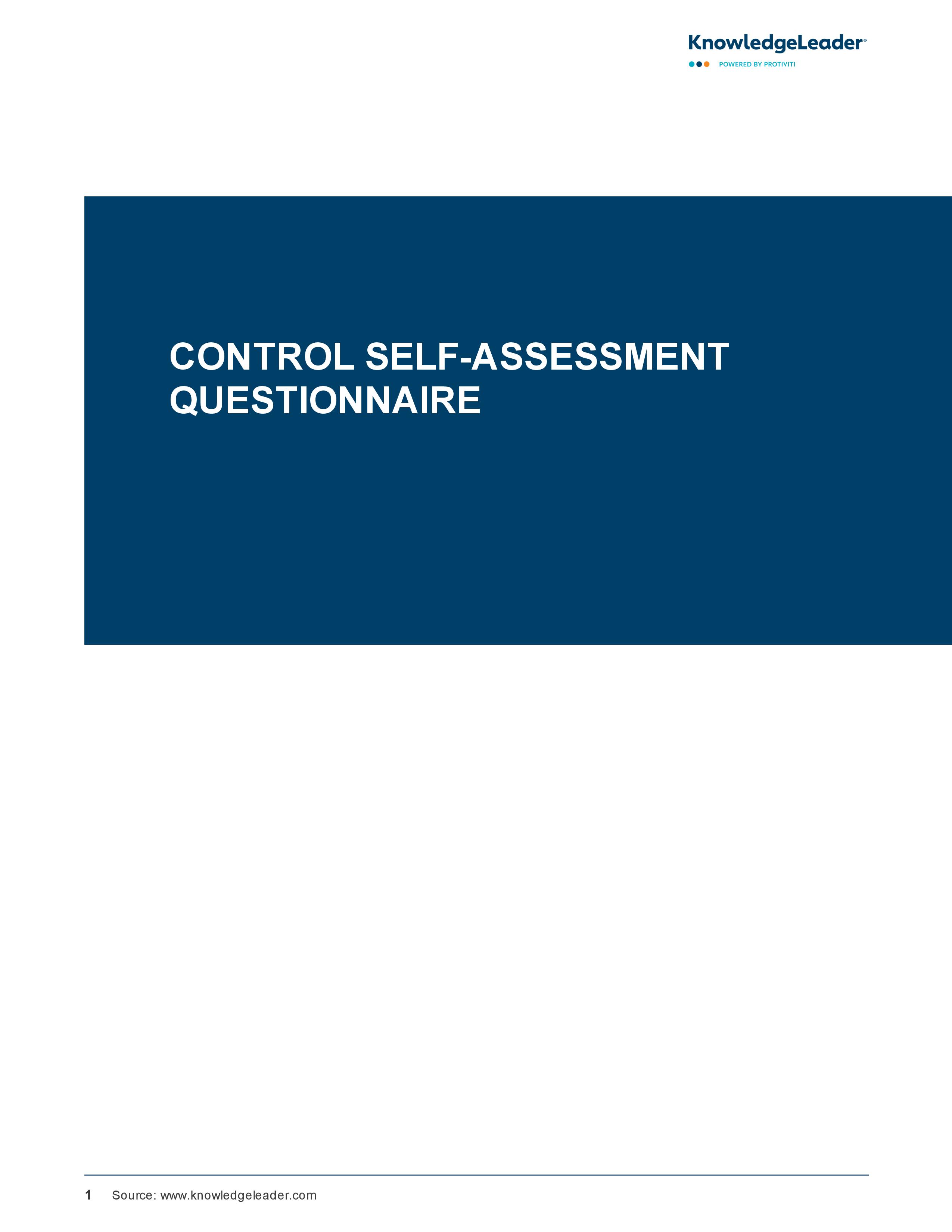 screenshot of the first page of Control Self-Assessment Questionnaire