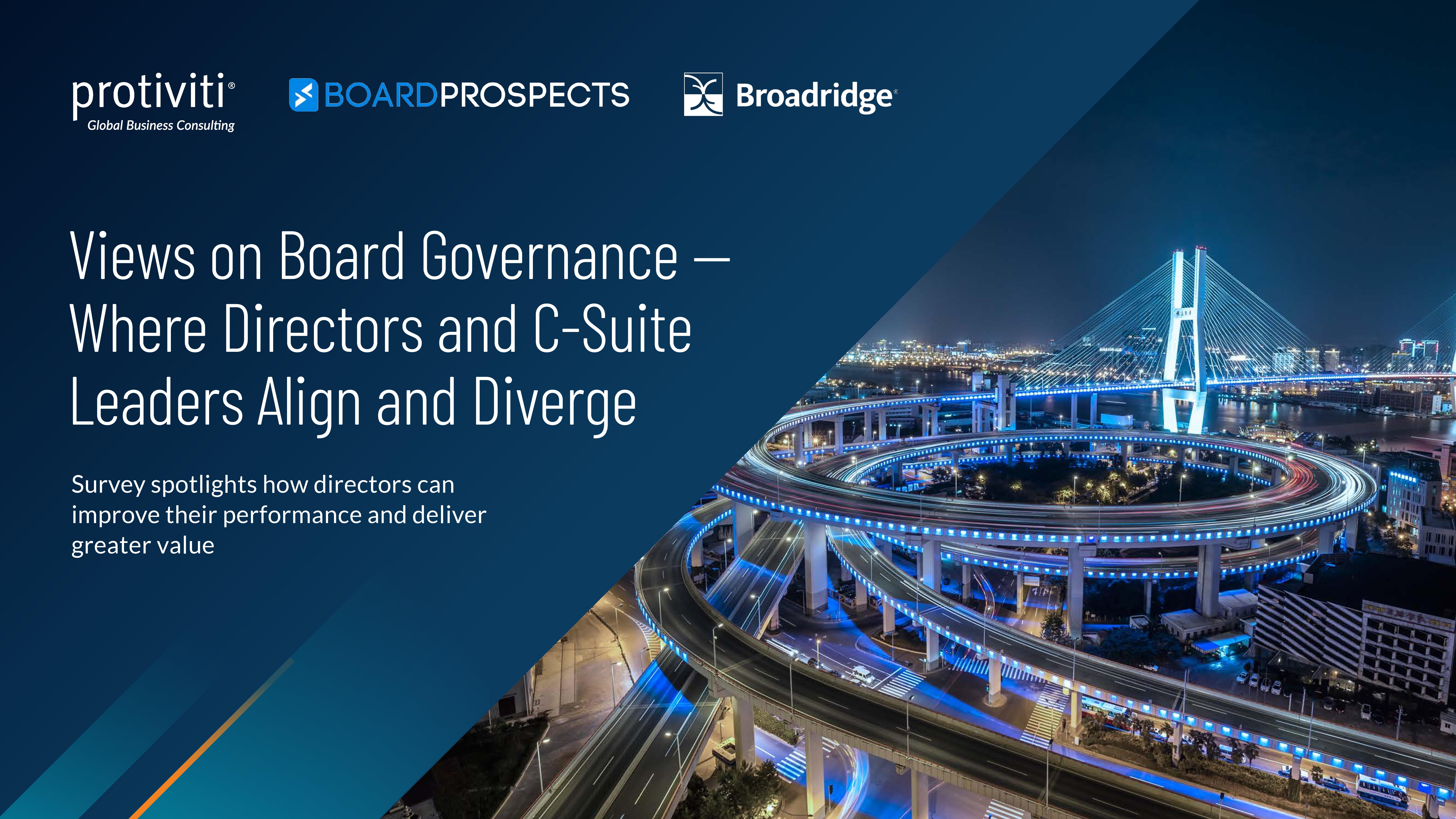 screenshot of the first page of Views on Board Governance — Where Directors and C-Suite Leaders Align and Diverge