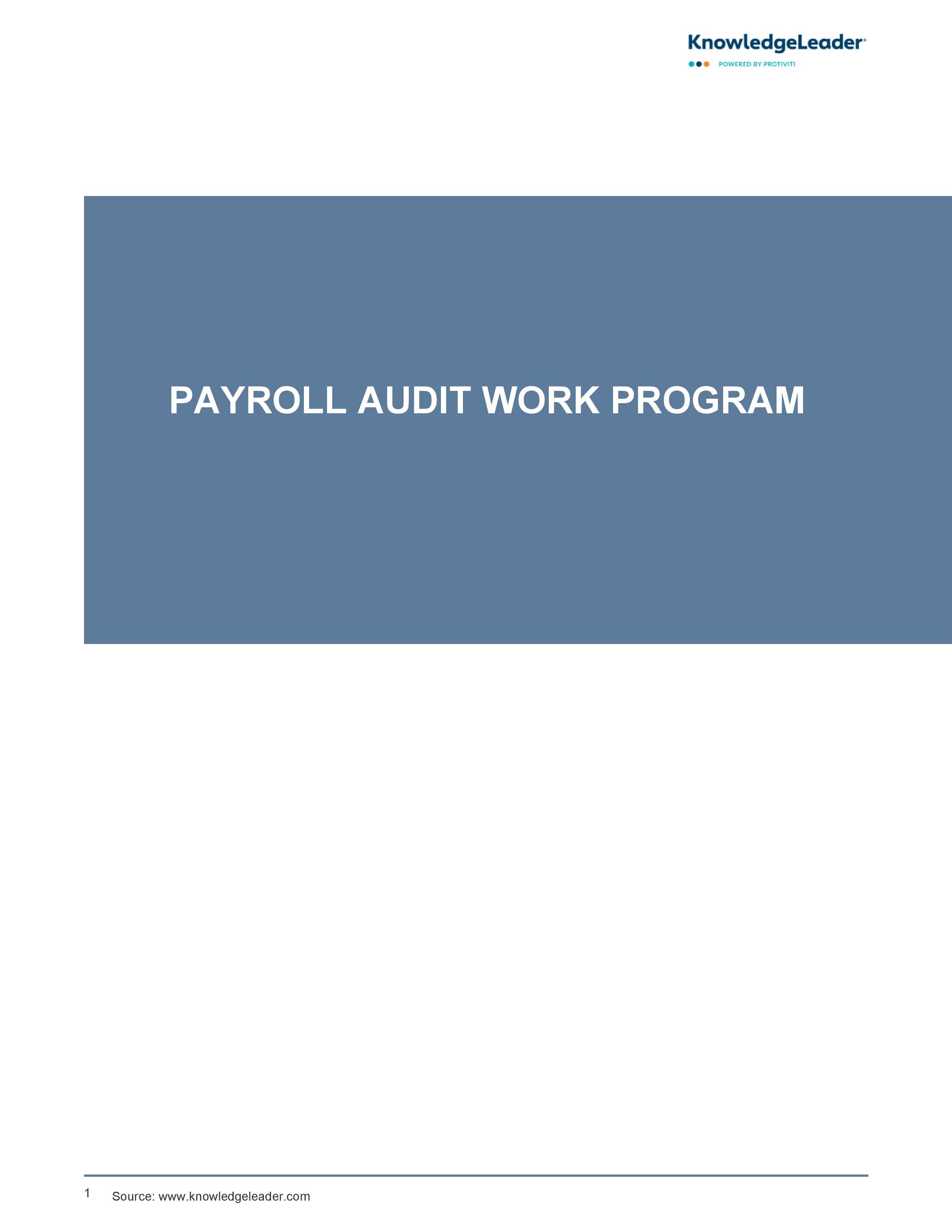 Screenshot of the first page of Payroll Audit Work Program