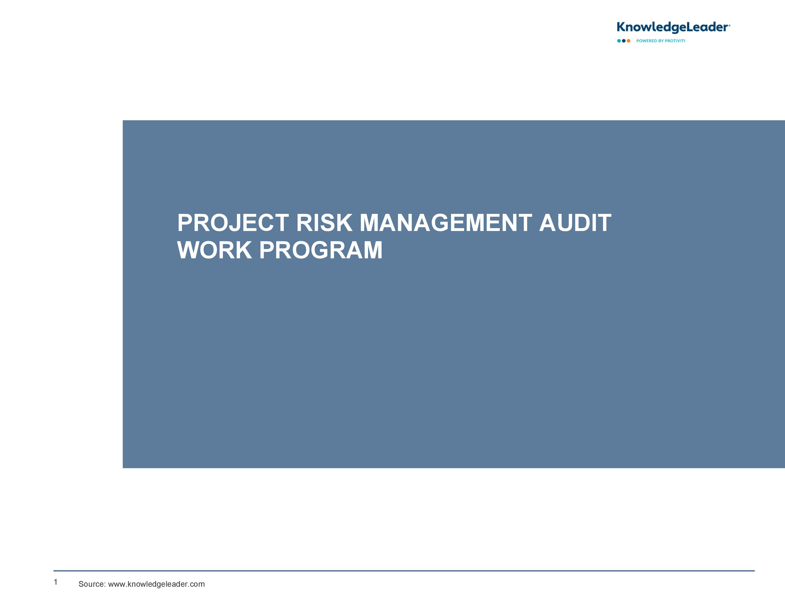 Screenshot of the first page of Project Risk Management Audit Work Program