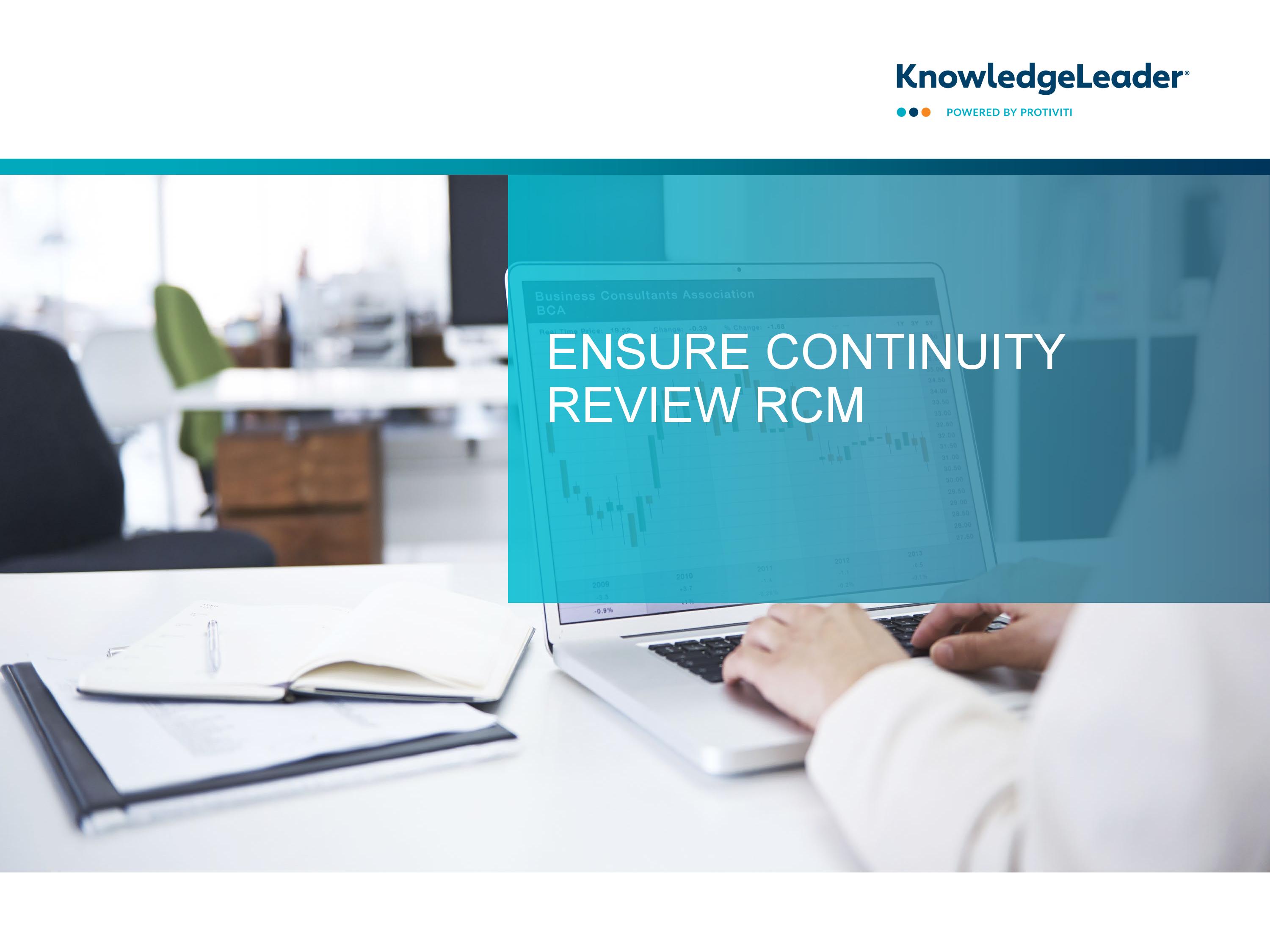 screenshot of the first page of Ensure Continuity Review RCM