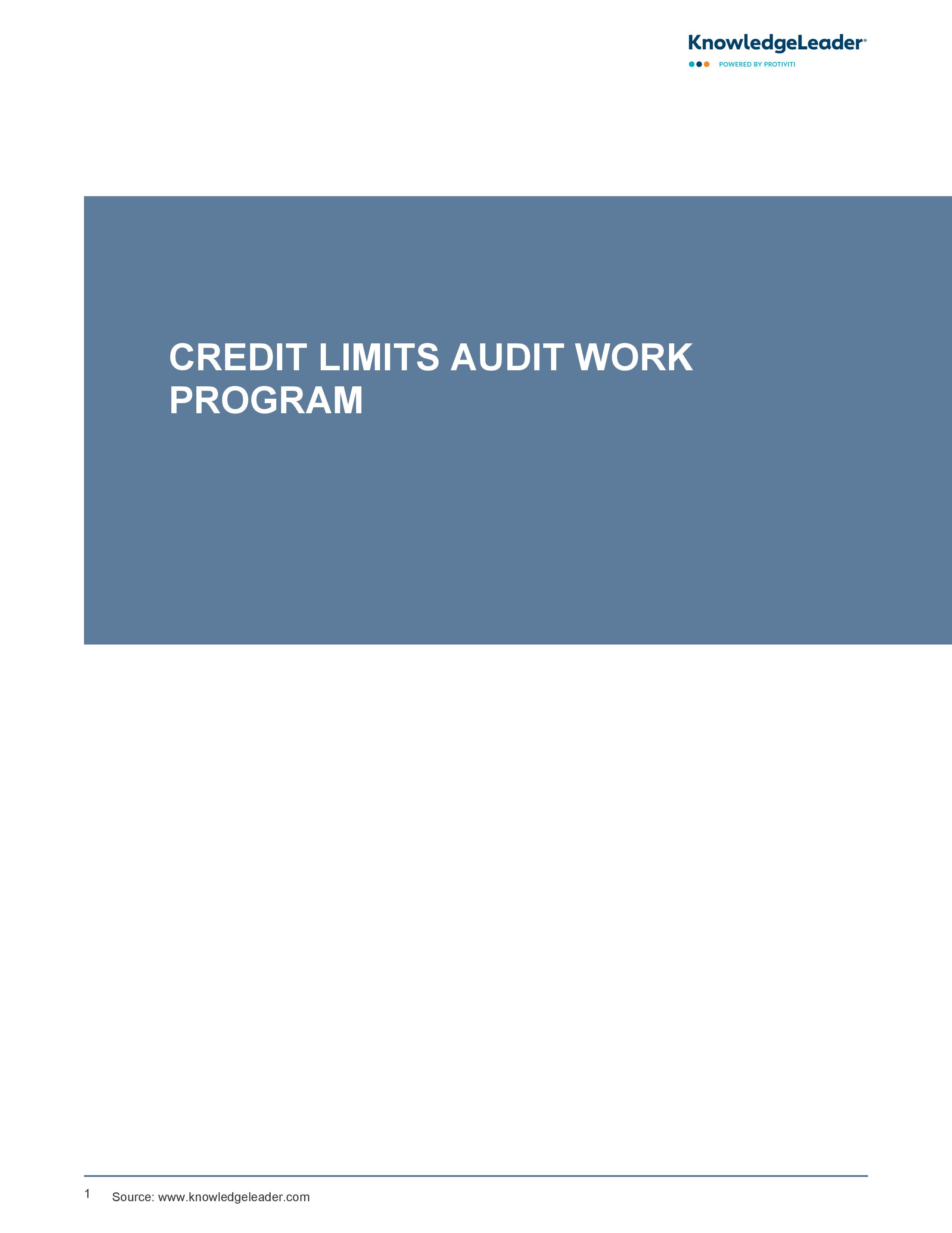 screenshot of the first page of Credit Limits Audit Work Program