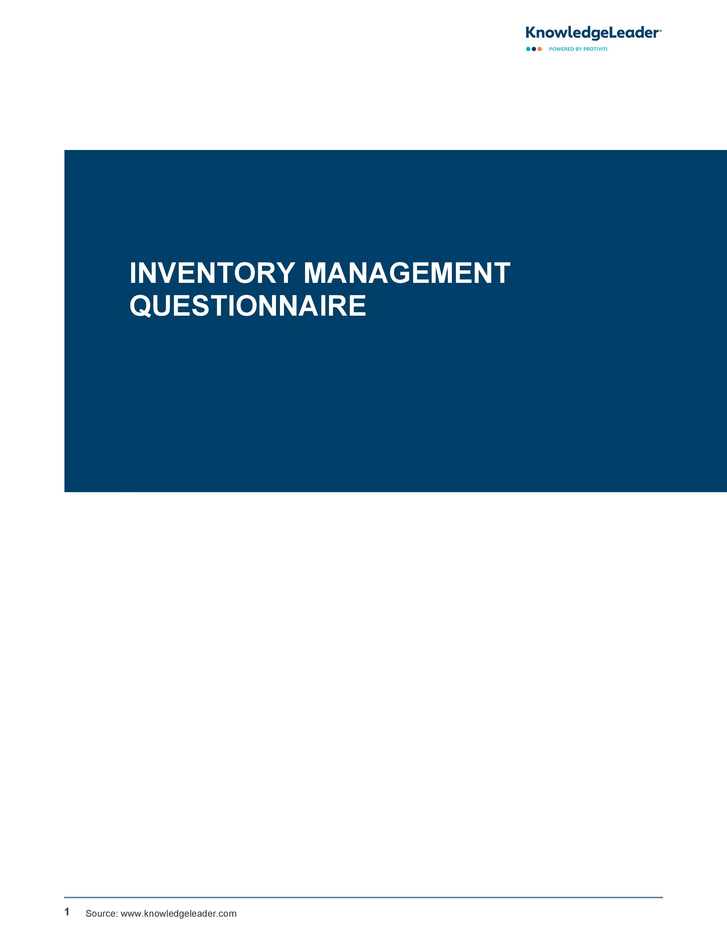 screenshot of the first page of Inventory Management Questionnaire