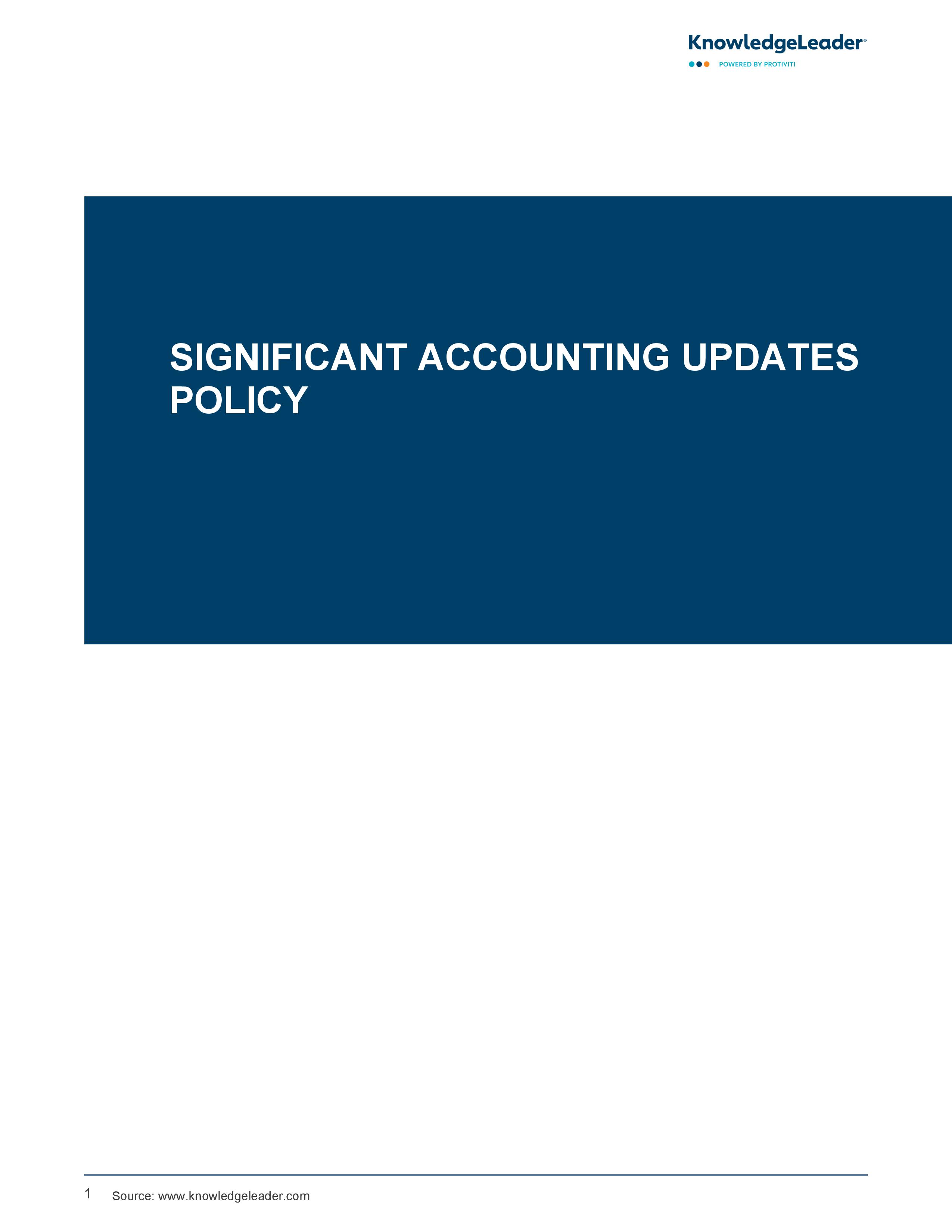 screenshot of the first page of Significant Accounting Updates Policy