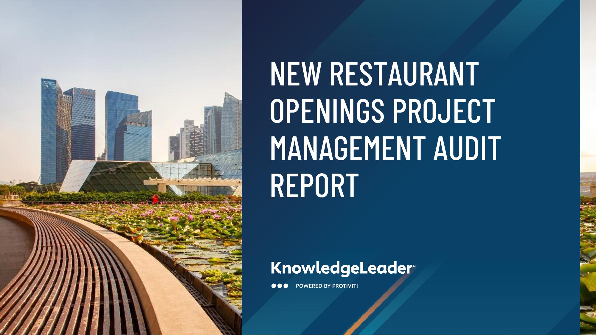 screenshot of the first page of New Restaurant Openings Project Management Audit Report