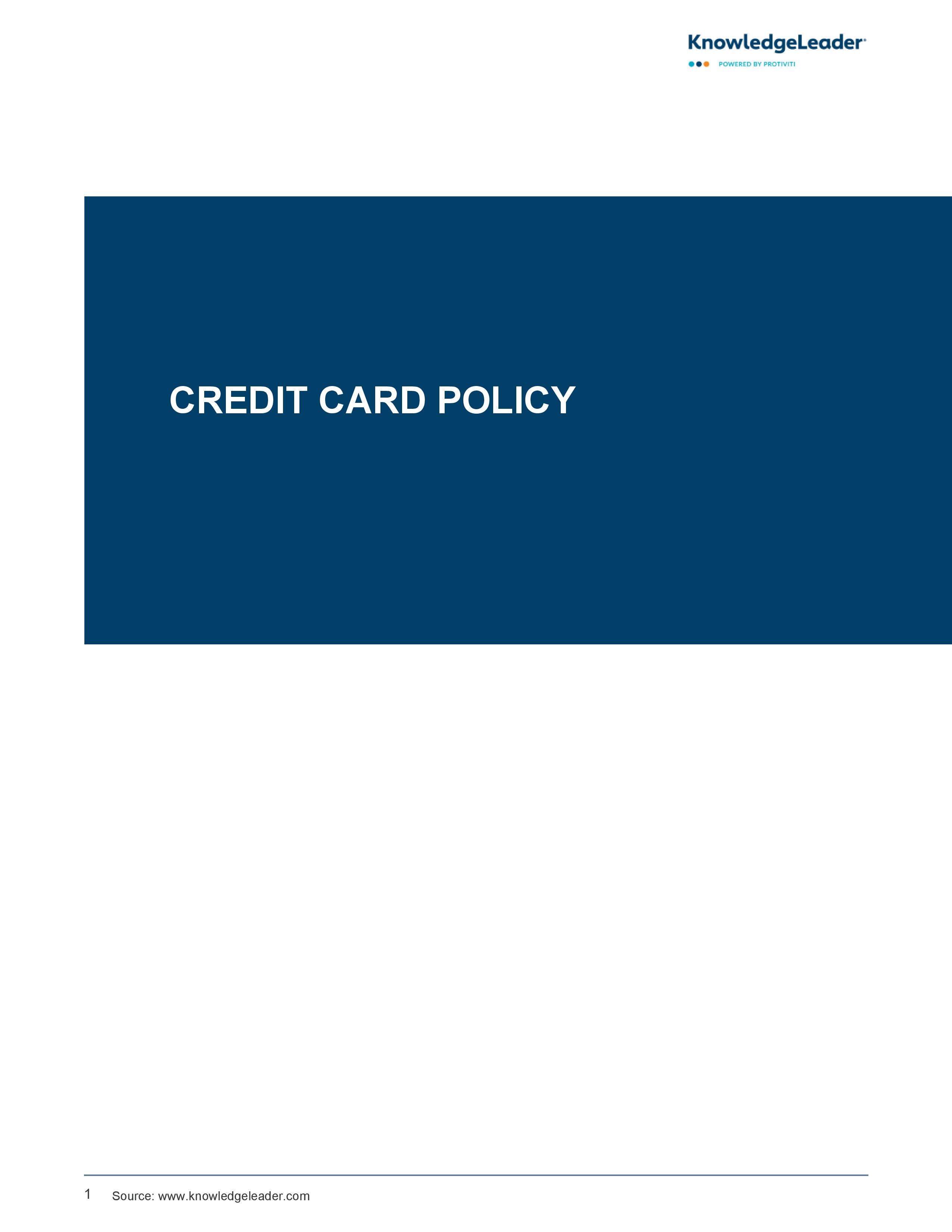 screenshot of the first page of the Credit Card Policy