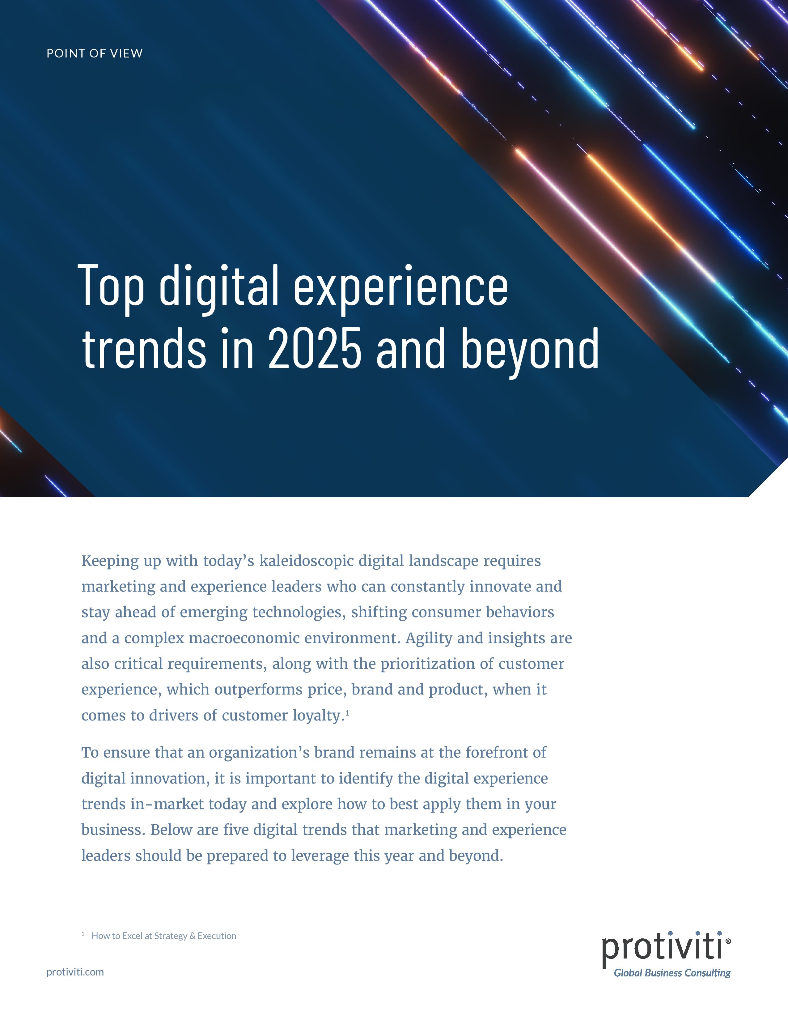 screenshot of the first page of Top Digital Experience Trends in 2025 and Beyond