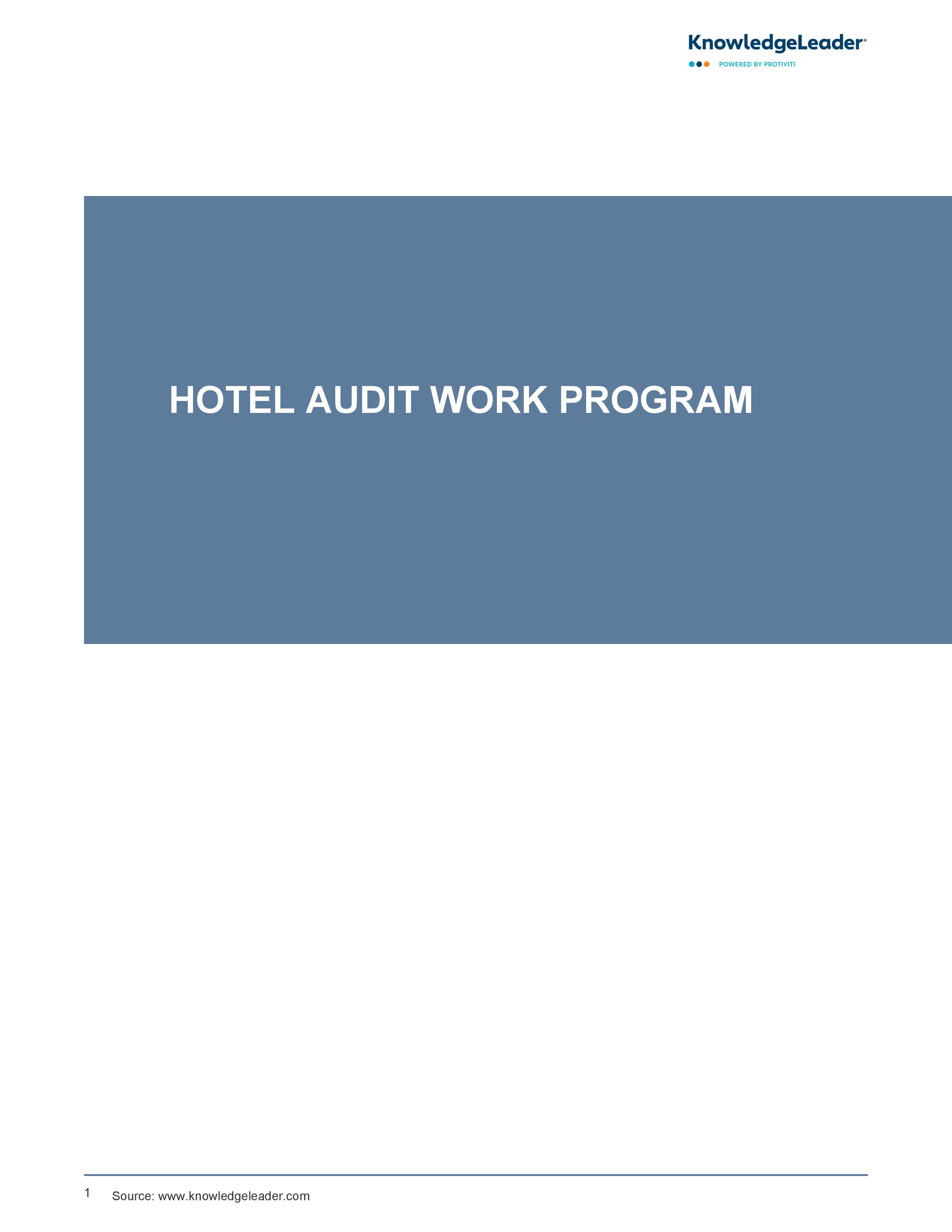 screenshot of the first page of Hotel Audit Work Program 