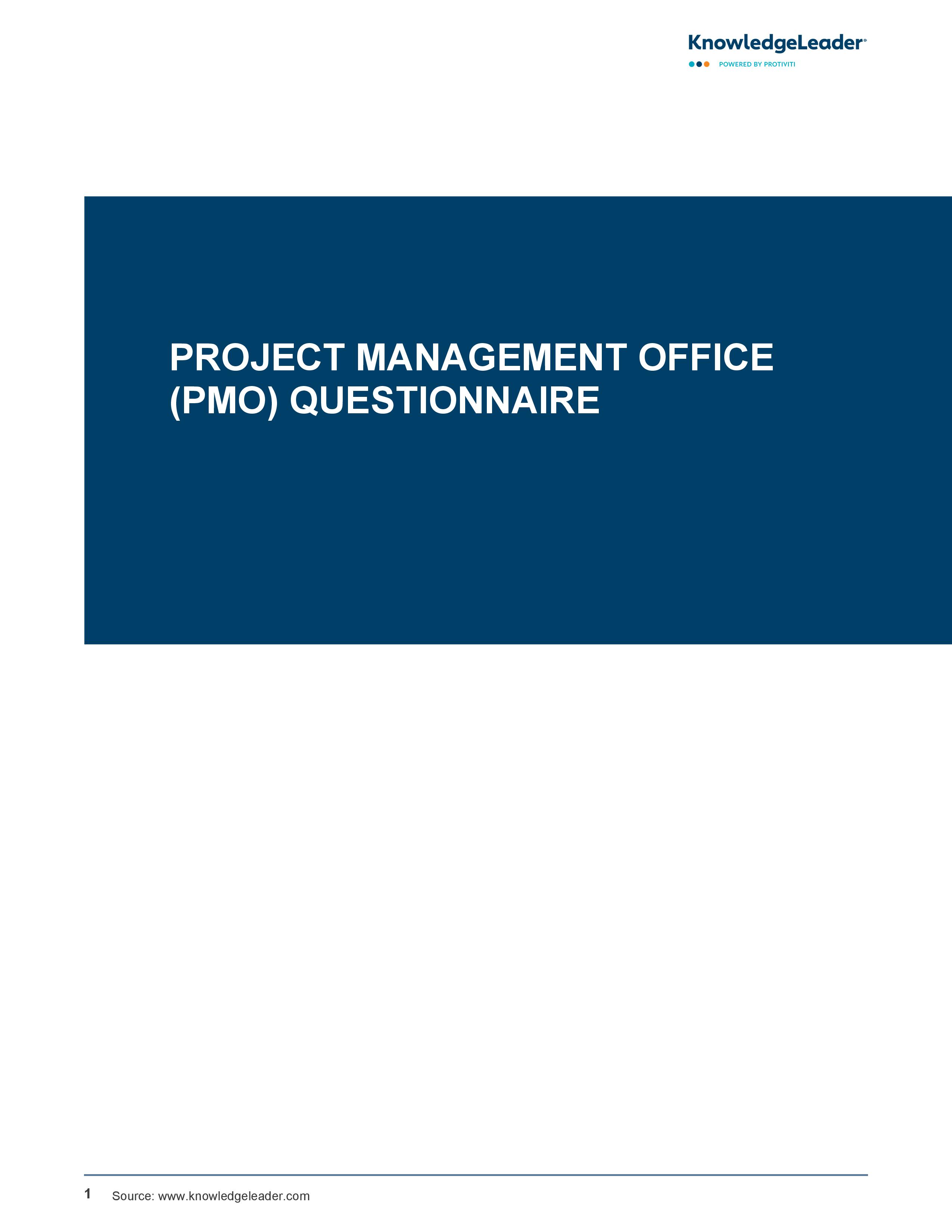  screenshot of the first page of Project Management Office (PMO) Questionnaire